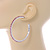 Pink Crystal Hoop Earrings In Rhodium Plating - 60mm D - view 5