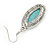 Silver Tone Oval Turquoise Style Stone Drop Earrings - 50mm L - view 4