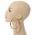 90mm Oversized Etched Gold Tone Thick Hoop Earrings - view 9