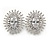 Stunning Clear CZ Oval Stud Earrings In Rhodium Plating - 20mm L - view 4