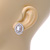 Stunning Clear CZ Oval Stud Earrings In Rhodium Plating - 20mm L - view 3