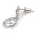Stunning Round Cut Clear CZ Floral Drop Earrings In Rhodium Plated Alloy - 20mm L - view 5