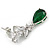 Delicate Clear/ Emerald Green Cz Teardrop Earrings In Rhodium Plated Alloy - 35mm L - view 4