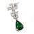 Delicate Clear/ Emerald Green Cz Teardrop Earrings In Rhodium Plated Alloy - 35mm L - view 6