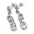 Delicate Clear Cz Oval Drop Earrings In Rhodium Plated Alloy - 35mm L - view 3
