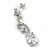 Delicate Clear Cz Oval Drop Earrings In Rhodium Plated Alloy - 35mm L - view 4