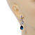 Delicate Clear/ Navy Blue Cz Oval Drop Earrings In Rhodium Plated Alloy - 35mm L - view 3