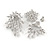 Shooting Star Bling Cz Front Back Stud Earrings In Rhodium Plating Alloy - 30mm Tall - view 2