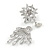 Shooting Star Bling Cz Front Back Stud Earrings In Rhodium Plating Alloy - 30mm Tall - view 6