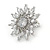 Stunning Clear CZ Floral Stud Earrings In Rhodium Plating - 25mm D - view 4