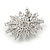 Stunning Clear CZ Floral Stud Earrings In Rhodium Plating - 25mm D - view 5