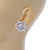 Stunning Clear CZ Floral Stud Earrings In Rhodium Plating - 25mm D - view 7