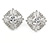 Statement Clear Cz Square Stud Earrings In Rhodium Plated Alloy - 17mm - view 2