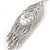 Statement Clear CZ Peacock Feather Drop Earrings In Rhodium Plating - 55mm L - view 5