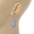 Statement Clear CZ Peacock Feather Drop Earrings In Rhodium Plating - 55mm L - view 3