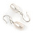 Delicate Oval Freshwater Pearl Earrings In Rhodium Plating - 28mm Long - view 4