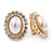 Crystal, Faux Pearl Oval Shape Clip On Stud Earrings In Gold Plating - 22mm L - view 2