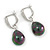Peacock Polished Teardrop Shape Pearl Style Earrings In Rhodium Plated Alloy - 33mm L - view 5