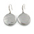 Light Grey Coin Shape Shell Drop Earrings In Silver Tone - 35mm L - view 3
