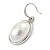 Oval Dome Faux Glass Pearl Drop Earrings In Rhodium Plated Alloy - 35mm L - view 5