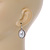 Oval Dome Faux Glass Pearl Drop Earrings In Rhodium Plated Alloy - 35mm L - view 3