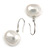 15mm Bridal/ Prom Off Round White Faux Pearl Drop Earrings 925 Sterling Silver - 30mm L - view 5