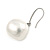 15mm Bridal/ Prom Off Round White Faux Pearl Drop Earrings 925 Sterling Silver - 30mm L - view 6