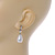 Classic White Polished Teardrop Shape Pearl Style Earrings In Rhodium Plated Alloy - 33mm L - view 3