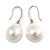 Bridal/ Prom/ Wedding White Faux Glass Pearl Teardrop Earrings 925 Sterling Silver - 30mm L - view 5