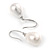 Bridal/ Prom/ Wedding White Faux Glass Pearl Teardrop Earrings 925 Sterling Silver - 30mm L - view 4