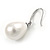 Bridal/ Prom/ Wedding White Faux Glass Pearl Teardrop Earrings 925 Sterling Silver - 30mm L - view 6