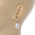 Bridal/ Prom/ Wedding White Faux Glass Pearl Teardrop Earrings 925 Sterling Silver - 30mm L - view 3