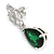 Statement Clear/ Emerald Green Cz Teardrop Earrings In Rhodium Plated Alloy - 30mm L - view 3