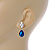 Statement Clear/ Sapphire Blue Cz Teardrop Earrings In Rhodium Plated Alloy - 30mm L - view 3