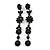 Long Black Crystal Floral Chandelier Earrings In Gun Tone Metal - 11cm L - view 4