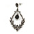 Vintage Inspired Chandelier Black/ Grey Crystal Textured Earrings In Aged Silver Tone - 55mm L - view 4