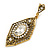 Art Deco Clear Crystal Drop Earrings In Gold Tone Metal - 65mm L - view 3
