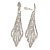 Long Bridal/ Wedding/ Prom Clear Crystal Chandelier Clip On Earrings In Silver Tone - 85mm - view 2
