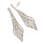 Long Bridal/ Wedding/ Prom Clear Crystal Chandelier Clip On Earrings In Silver Tone - 85mm - view 6