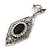 Art Deco Clear/ Black Crystal Drop Clip On Earrings In Silver Tone Metal - 65mm L - view 3