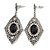 Art Deco Clear/ Black Crystal Drop Earrings In Silver Tone Metal - 65mm L - view 1