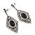 Art Deco Clear/ Black Crystal Drop Earrings In Silver Tone Metal - 65mm L - view 4