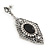 Art Deco Clear/ Black Crystal Drop Earrings In Silver Tone Metal - 65mm L - view 5