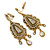 Vintage Inspired Chandelier Clear Crystal Clip On Earrings In Aged Gold Tone - 65mm L - view 2