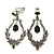 Vintage Inspired Chandelier Black/ Grey Crystal Textured Clip On Earrings In Aged Silver Tone - 55mm L - view 2