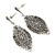 Vintage Inspired Crystal Filigree Leaf Drop  Earrings In Aged Silver Tone - 65mm L - view 7