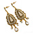 Vintage Inspired Crystal Chandelier Earrings In Aged Gold Tone - 65mm L - view 2