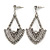 Vintage Inspired Chandelier Crystal Earrings In Aged Silver Tone - 60mm L