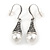 Marcasite Hematite Crystal Faux Pearl Drop Earrings In Silver Tone - 45mm L