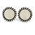 Vintage Inspired Round Milky White Acrylic Stone Clip On Earrings In Aged Silver Tone - 25mm D